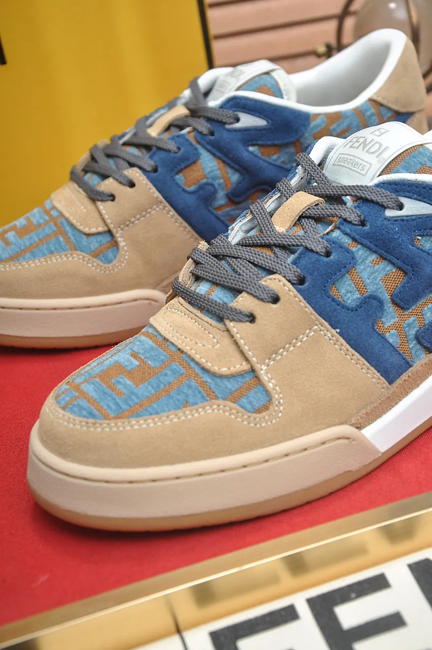 Men's shoes 💰600💶 [Fendi] The latest couple model 🔥 Many 💑 stars have the same style. FD match is a one-to-one replica of the original version. The first fendi match created by designer Kim Jones and Trainer basketball sneakers by Donkey. Material: Original silk leather. Lining: breathable mesh. Packaging: Original 1:1 matching high-end packaging. Size: Female 35-40 Male 38-44 (45 46. Custom-made (no return or exchange)